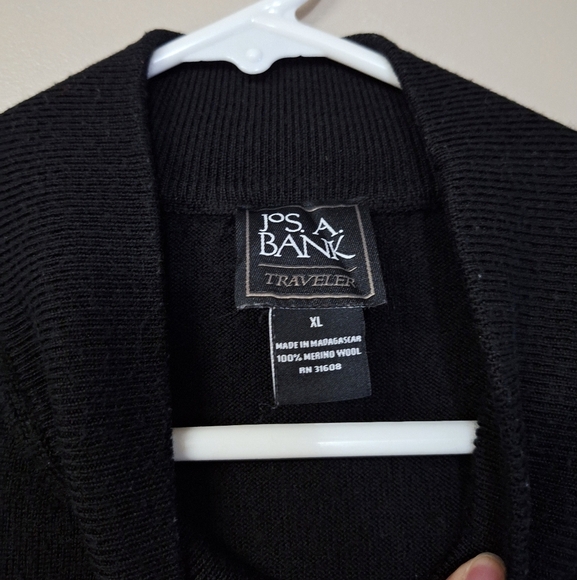 Jos A Bank Traveler Mens 100% Merino Wool Sweater Pull Over Mock Neck Black XL - Picture 2 of 7